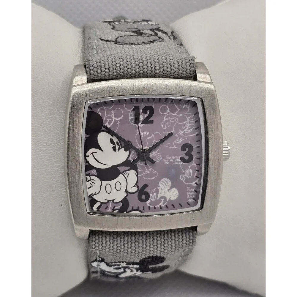 Unisex Disney Parks Mickey Mouse Limited Edition Gray Fabric Band Watch 04